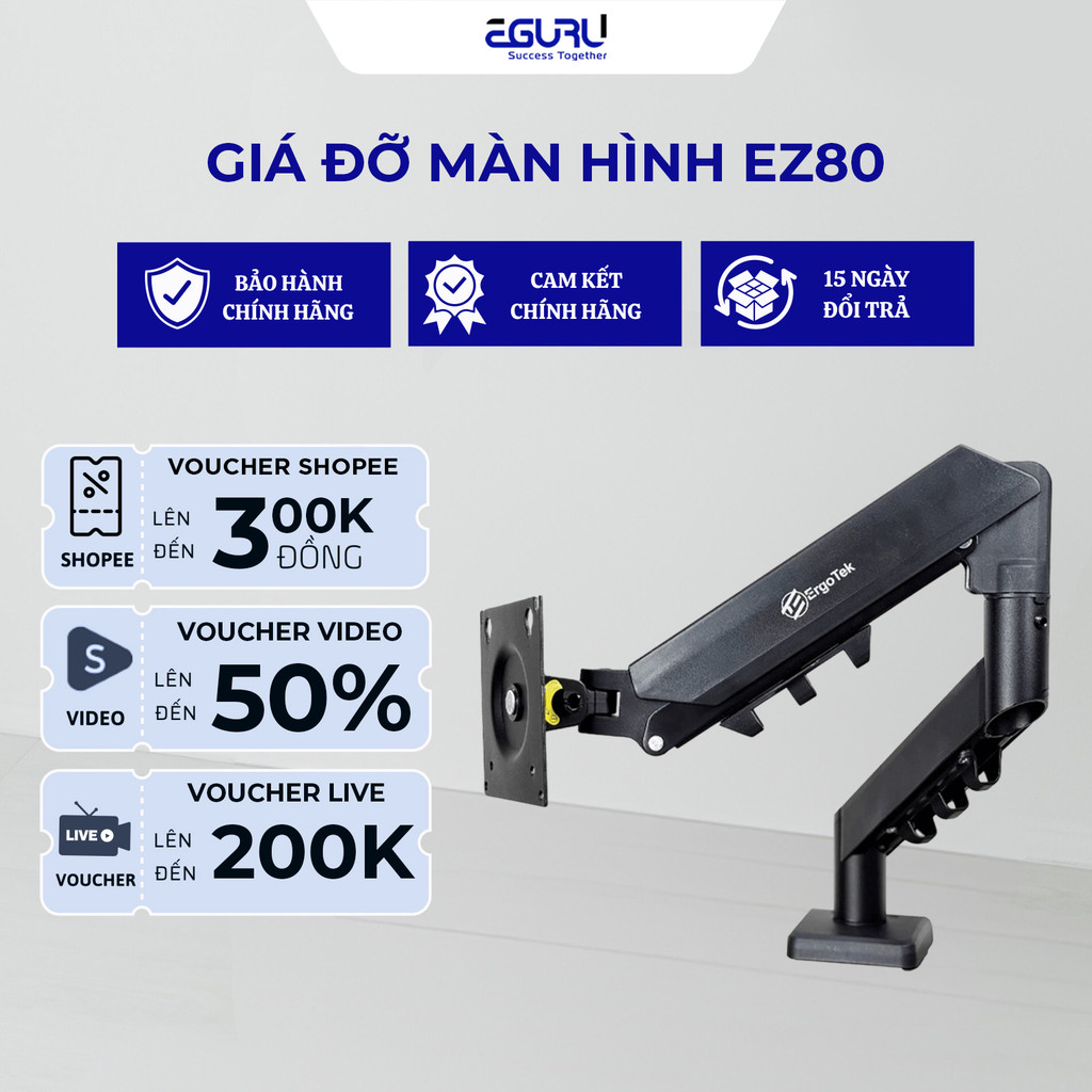 Giá Treo Màn Hình Máy Tính ErgoTek EZ80 - Giá Đỡ Màn Hình 17 - 34INCH (Tải Trọng 9KG) - BH Chính Hãn