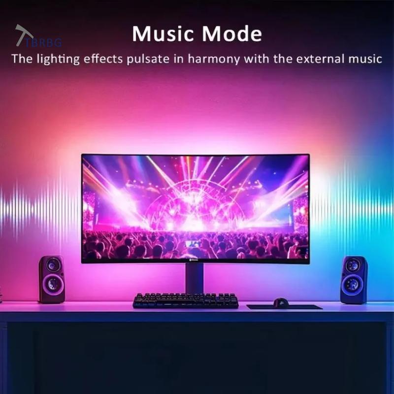 TBRBG LED Sync RGB LED Strip Lights cho màn hình 24-34 Inch USB-Powered Balight Piup Đèn khí quyển c
