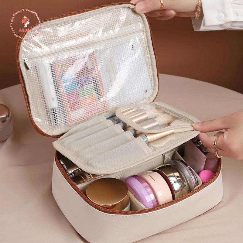 AACAR 3 Trong 1 Túi Bảo Quản Trang Điểm PU Di Động Dung Tích Lớn Giặt Đa Năng Túi Đựng Mỹ Phẩm Chia 
