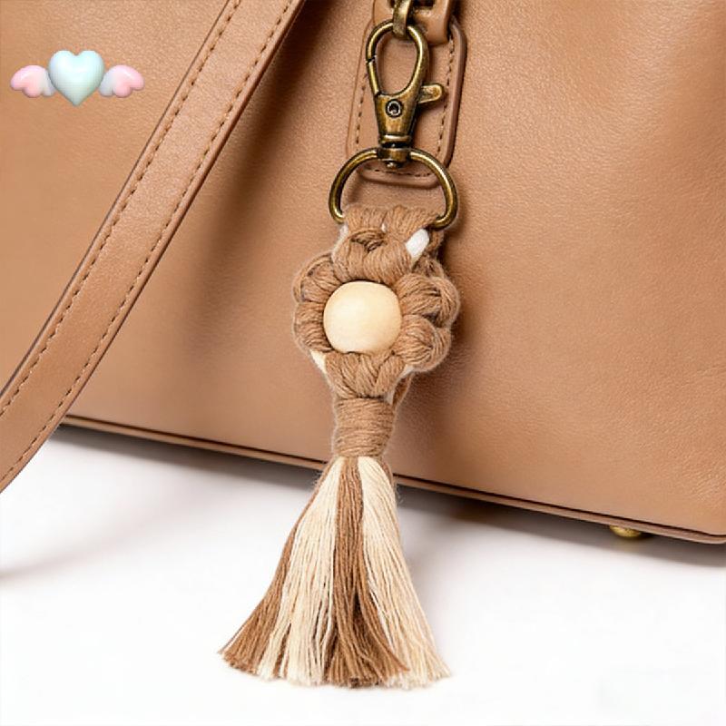 Móc Khóa Bohemian Nữ Tua Rua Thẩm Mỹ Hoa Mềm Mại Bohemian Handmade