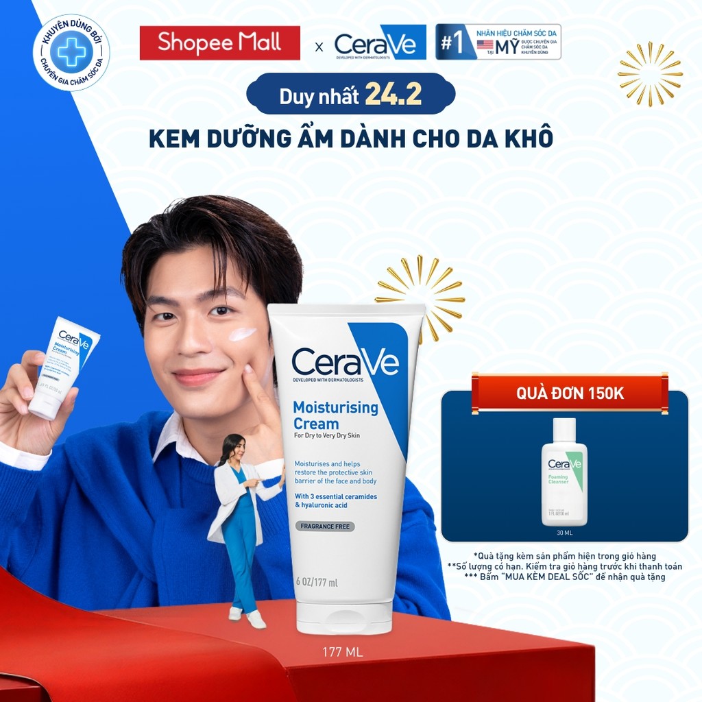 Kem dưỡng ẩm CeraVe dành cho da khô moisturising Cream 177ml