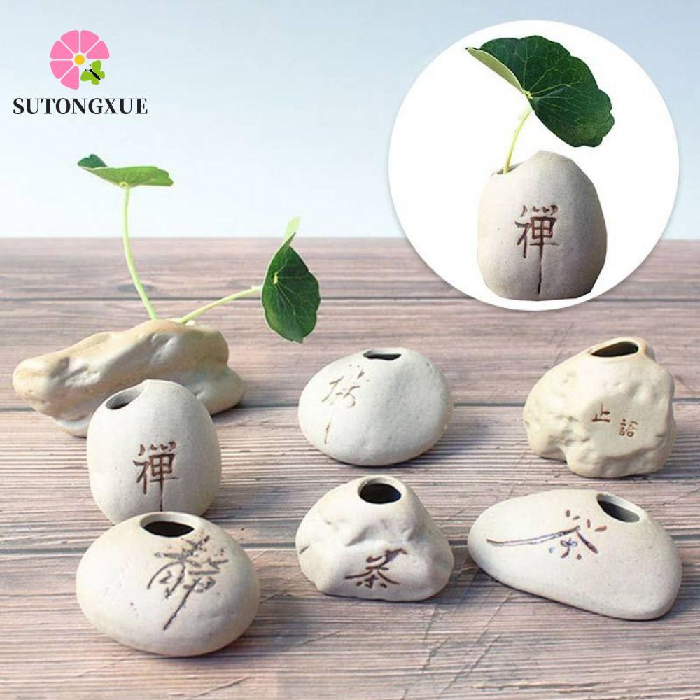 Bình đựng hình dạng SUTONGXUE, Bình thủy canh gốm sứ gốm sứ thủ công, Máy tính để bàn Mini thô sáng 