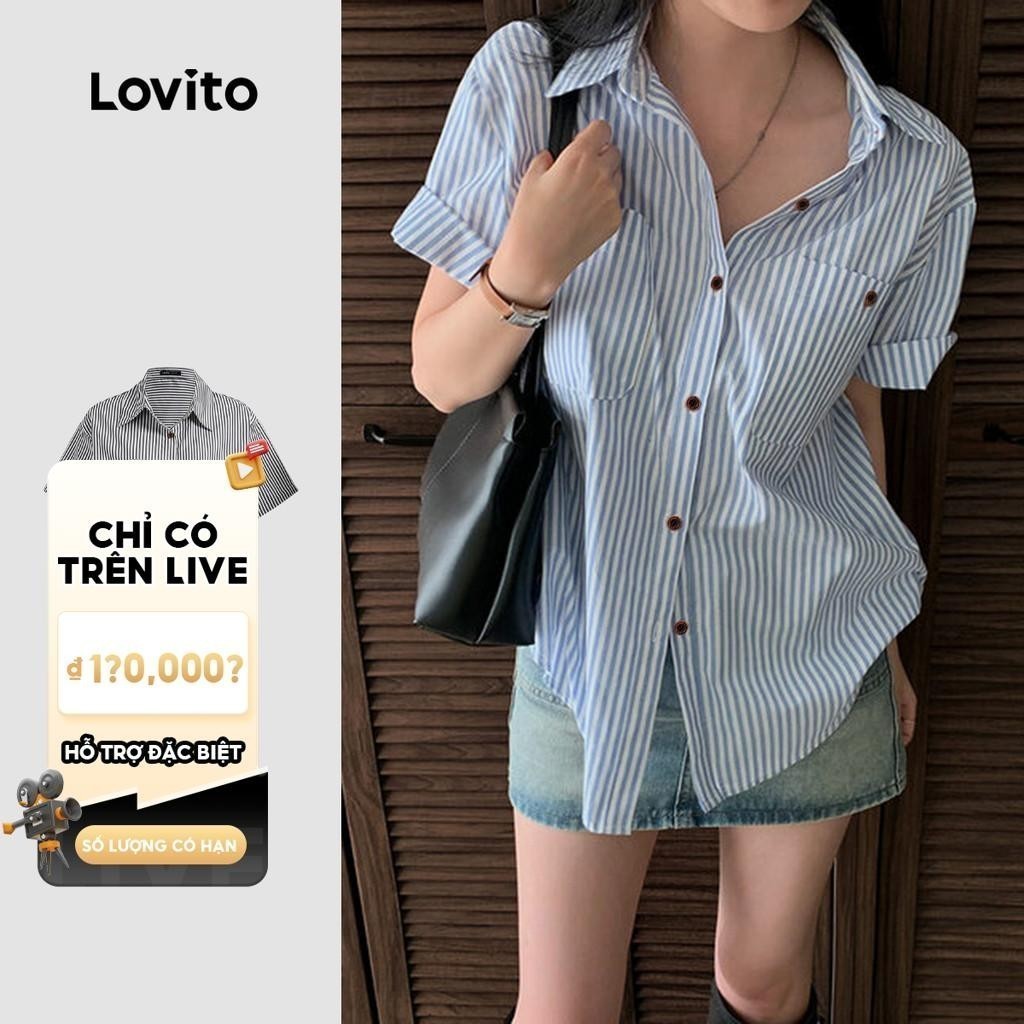 Live Hosts' pick Áo sơ nữ kiểu mi kẻ sọc cài cúc phía trước thường ngày cho nữ LNE24126 (Nhiều màu)