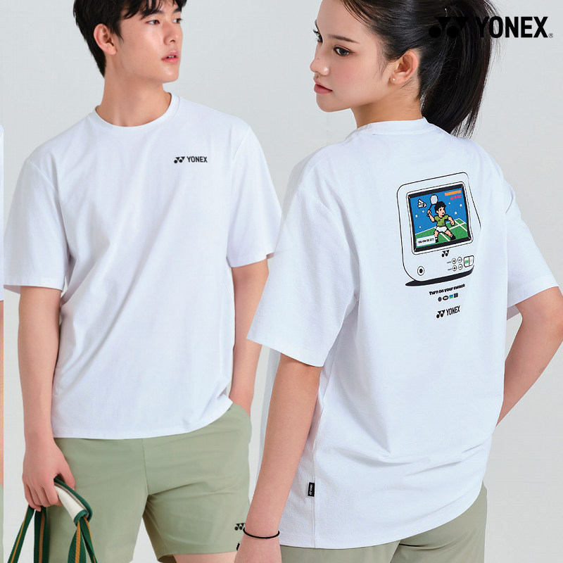 Áo sơ mi thường ngày YONEX, 100% cotton, cổ tròn, họa tiết máy chơi game, sẵn hàng