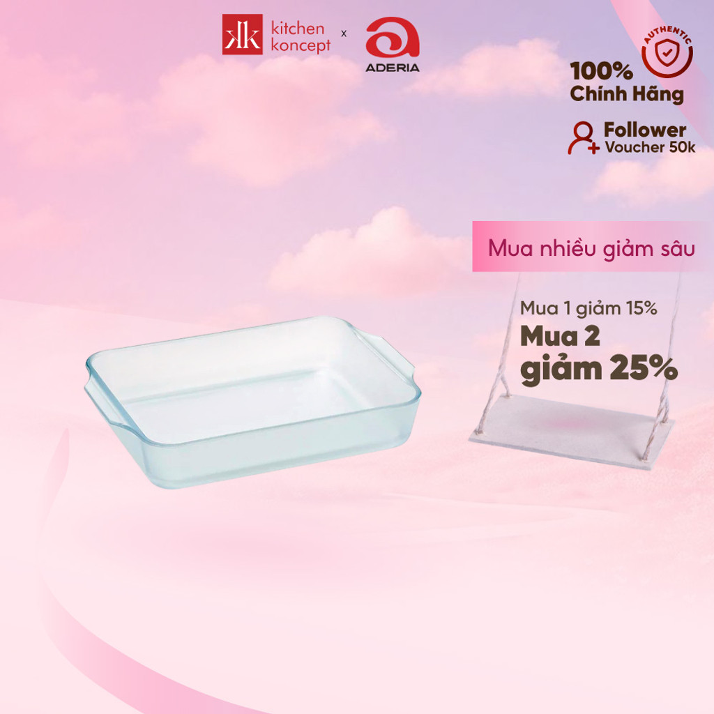 Khay nướng bánh hình chữ nhật Aderia - Cera Bake - 1.8L