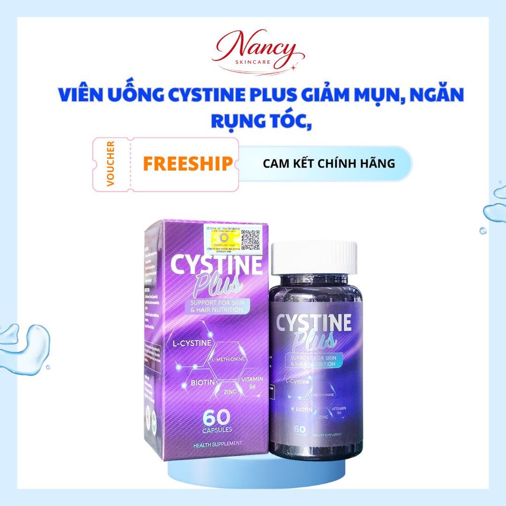 [CHÍNH HÃNG] VIÊN UỐNG CYSTINE PLUS GIẢM MỤN, NGĂN RỤNG TÓC, GIẢM SẮC TỐ DA HỘP 60 VIÊN