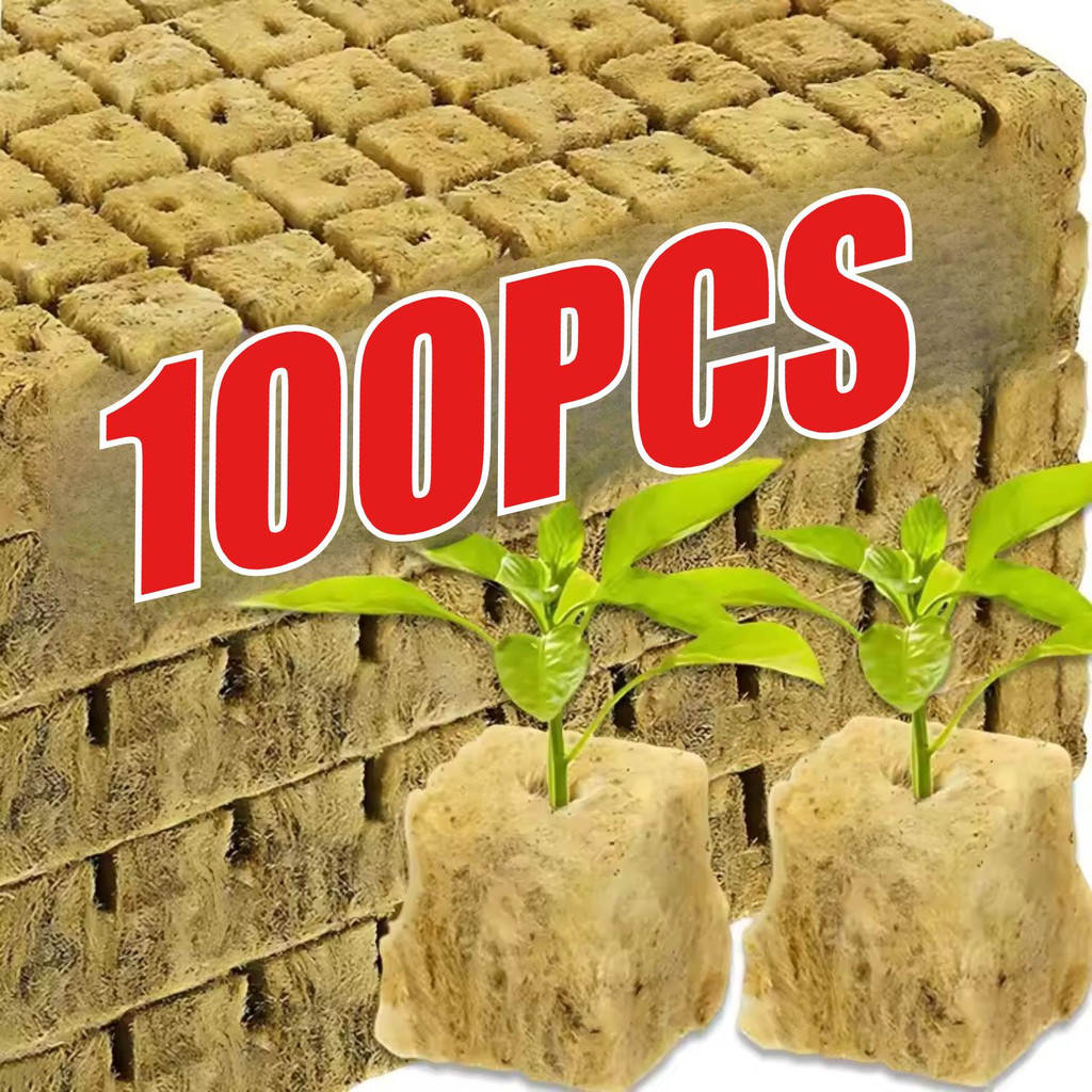 100 Cái Stonewool Hydroponic Grow Media Cubes - Đá hạt nền không đất - Len Plug Seeding Block Cultur