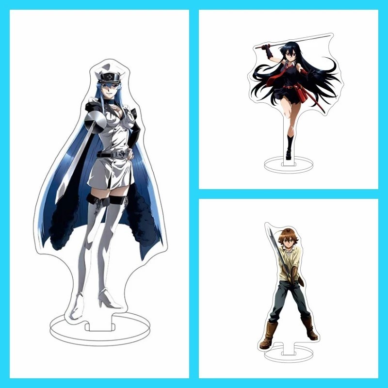 Standee Anime Akame ga Kill Mô Hình Mica Nhân Vật Akame Esdeath Tatsumi Mine Leone Trang Trí Bàn Học