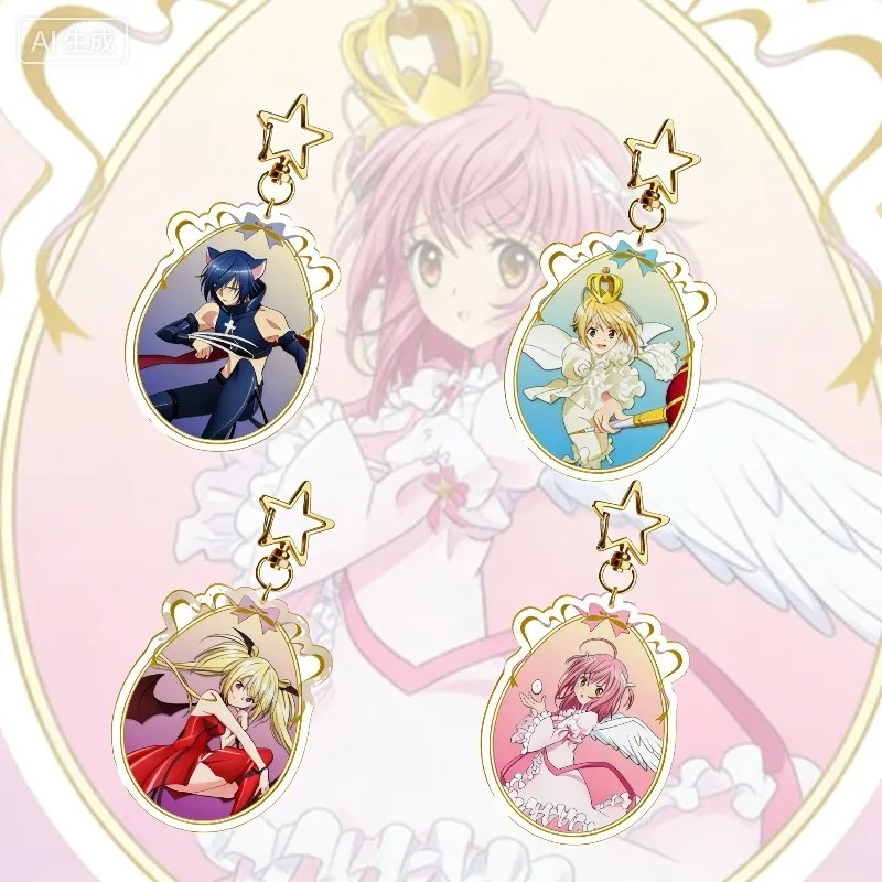 Móc khóa Shugo Chara Anime Thiên Thần Hộ Vệ Hinamori Amu Ikuto mica acrylic trong suốt trang trí cặp