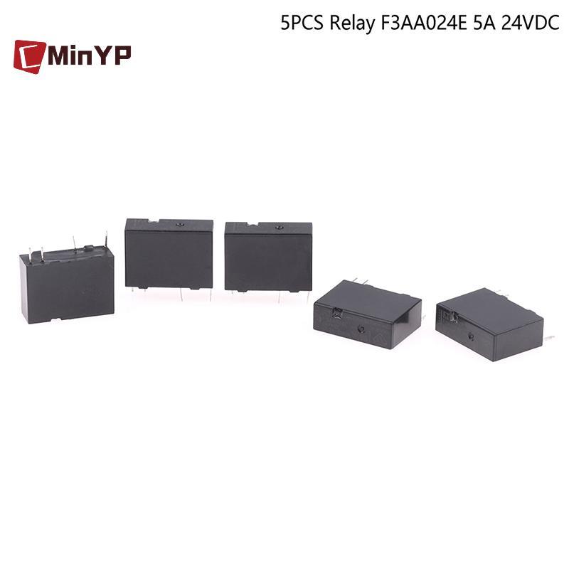 CMinYP 5 Chiếc Rơle 24V F3AA024E 5A 24VDC F3AA012E F3AA005E Thường Mở Rơle 4 Feet 5A Glory