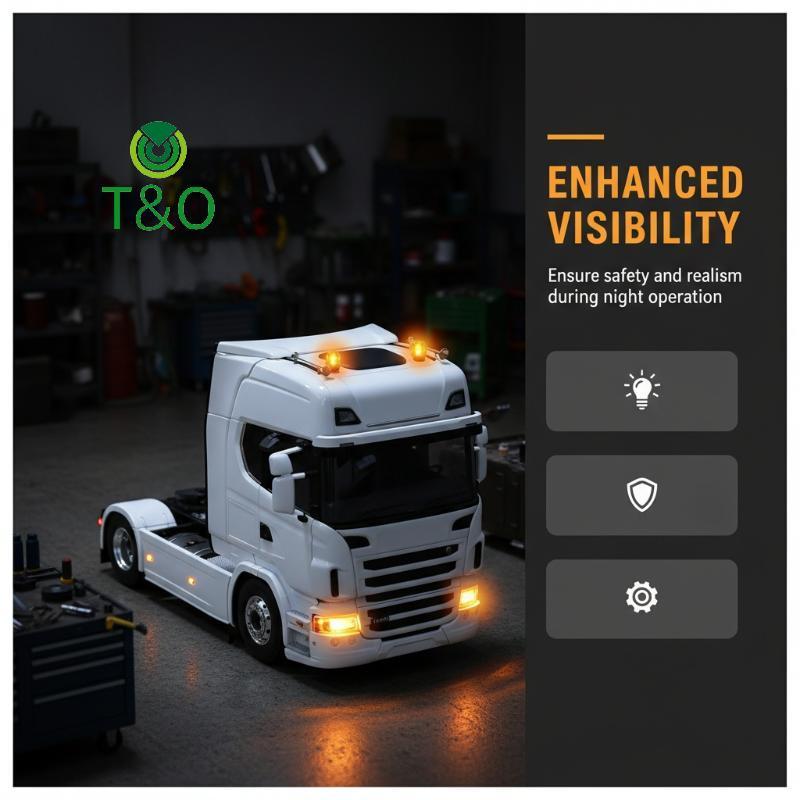 [T & O-t] 1 Đèn LED Kỹ Thuật Xoay 360 Độ 1 / 14 Máy Xúc RC Tru Trailer Tipper 770S Cho Tamiya Scania