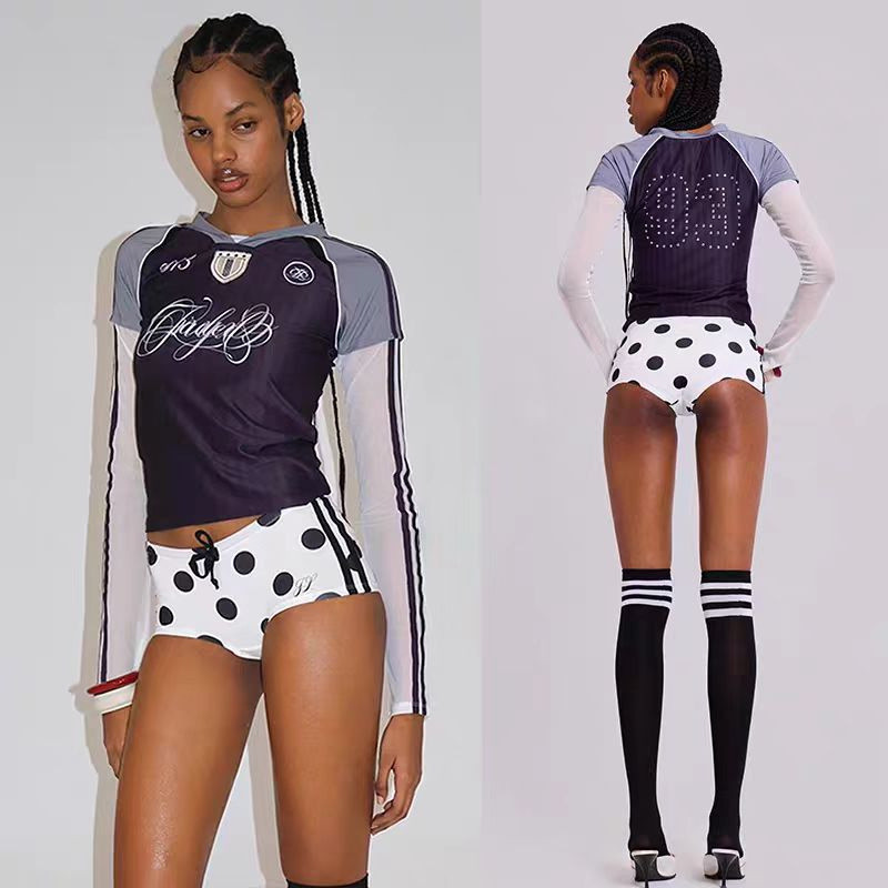 Jaded London New Football Babe Hot Girl Sunscreen Striped Long Sleeve T Women's T-shirt