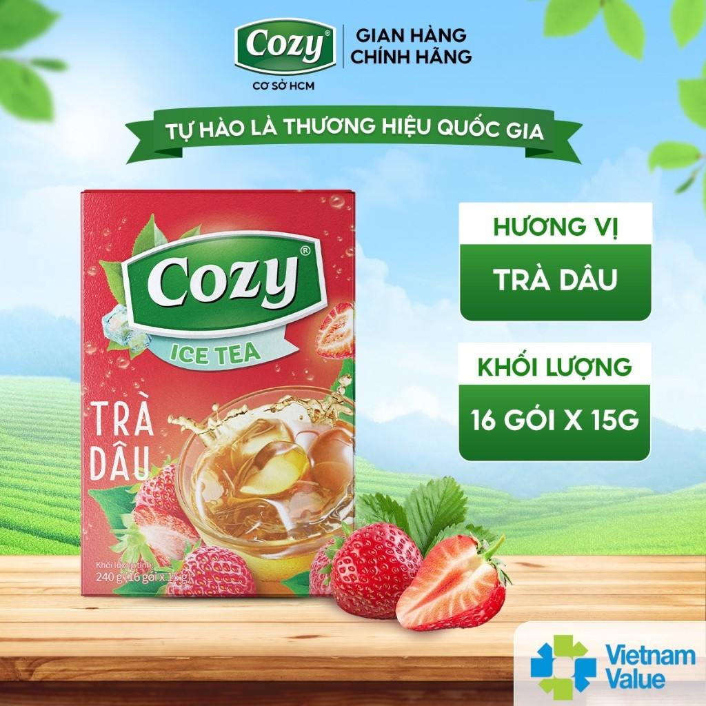 [COMBO 2] Trà Cozy Hoà Tan Ice Tea Gồm Chanh, Vải, Đào, Dâu, Ổi, Chanh Dây, Sâm Bí Đao Thanh Nhiệt, 