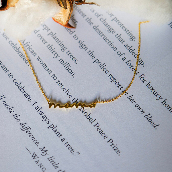 pearl necklace silver necklace necklace Nai Sừng Tấm Bạc S925 Chữ Tiếng Anh Phong Cách Châu Âu - Tra