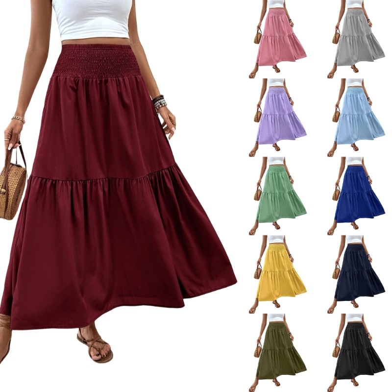 [CH] Váy dài váy cạp co giãn hippie bohemian