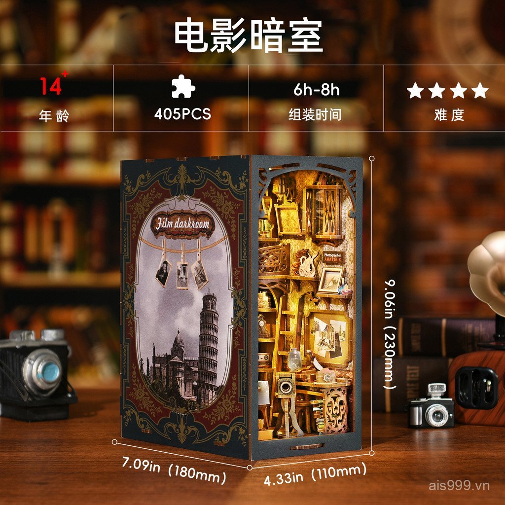 Y0KR [New Products in Stock]Film Darkroom Photography Studio diy Handmade miniature house bookend as