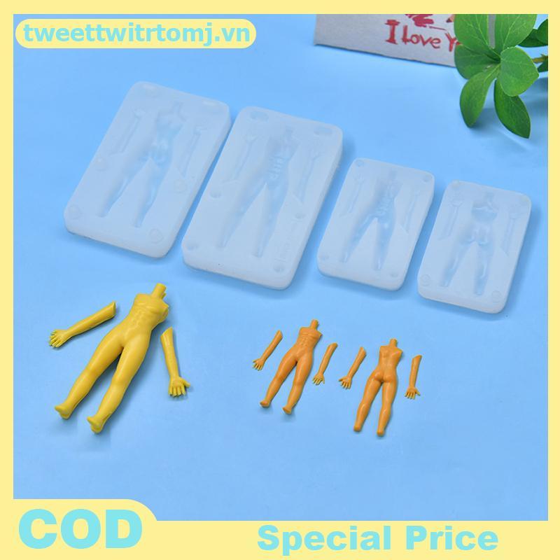 TOMJ 1 Bộ Đất Sét Polymer Nam Búp Bê Cơ Thể Torso Khuôn Silicon Fondant / Nhựa Đất Sét DIY Búp Bê Đi