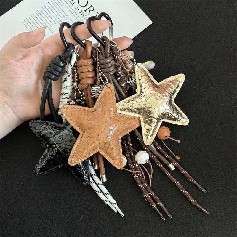 New Leather Five-Pointed Star Pendant Bubble Dog Heart Buckle Handbag Pendant Woven Anti-Separation 