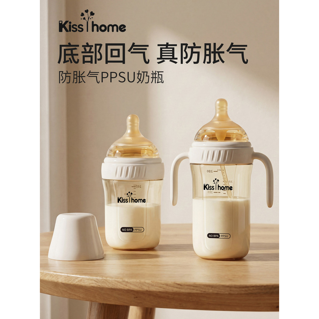 Bình sữa trẻ sơ sinh PPSU cho bé sơ sinh Bình sữa chống đau bụng 0 đến 3-6 tháng tuổi trên bé lớn Ch