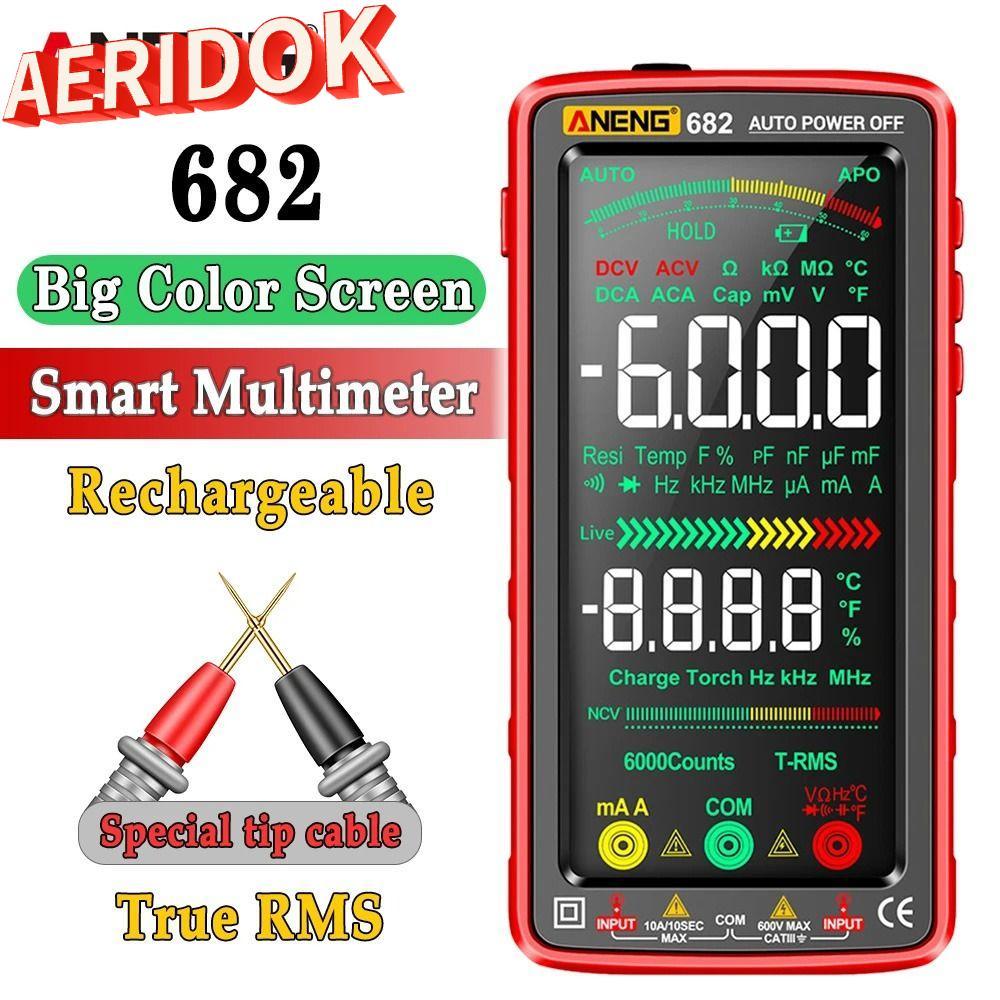 AERIDOK AC / DC Ampe kế ANENG 681 682 LCD Màn hình màu lớn Máy kiểm tra điện áp chuyên nghiệp