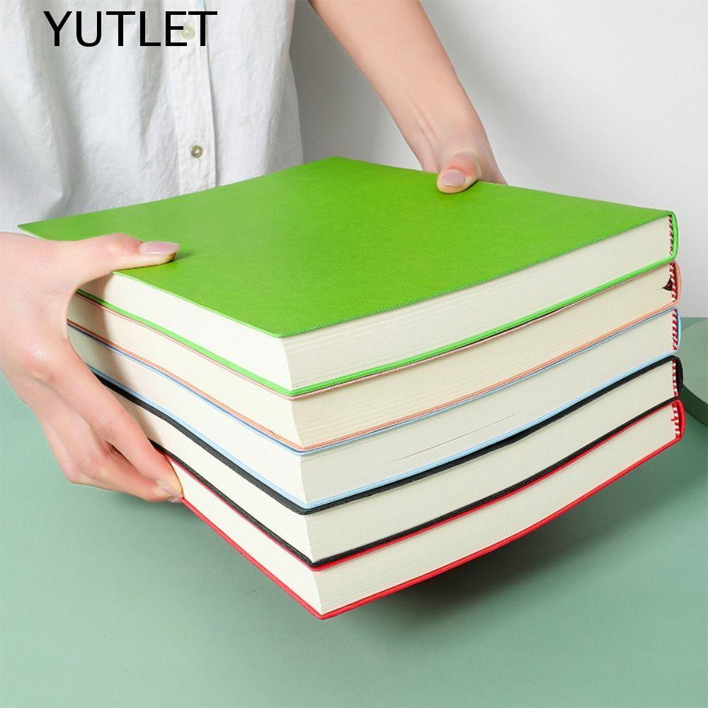 Máy tính xách tay dày YUTLET A4, PU Cover Dòng ngang Sổ tay lớn, Dòng Notepad họp A4 / Trống Lớn 200