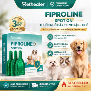 Pethealer Fiproline Spot On cho chó mèo 3 ống/hộp | Nhỏ gáy tiện lợi | Hàng có sẵn tại VN