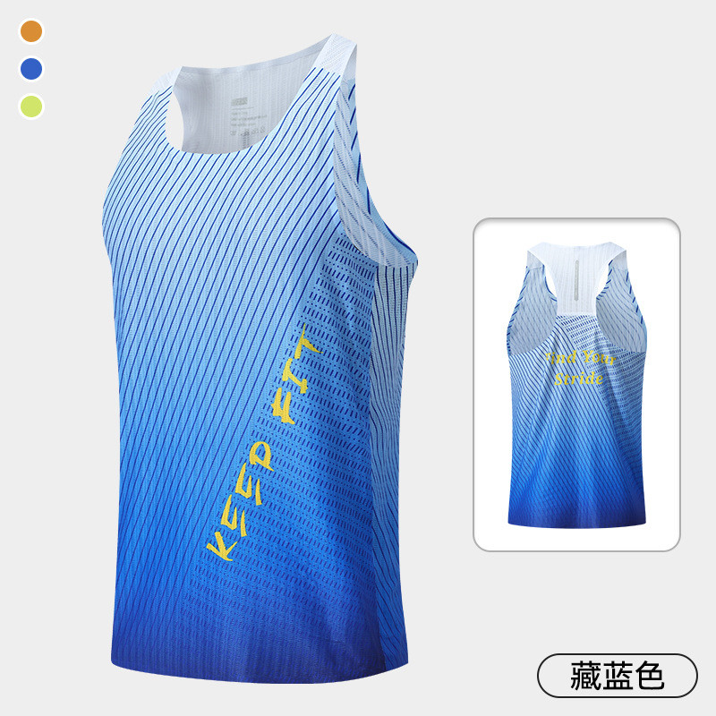 Rubber-Pressed Fitness Marathon Waistcoat Sports Quick-Dry Vest Men's Summer Running Training Sleeve