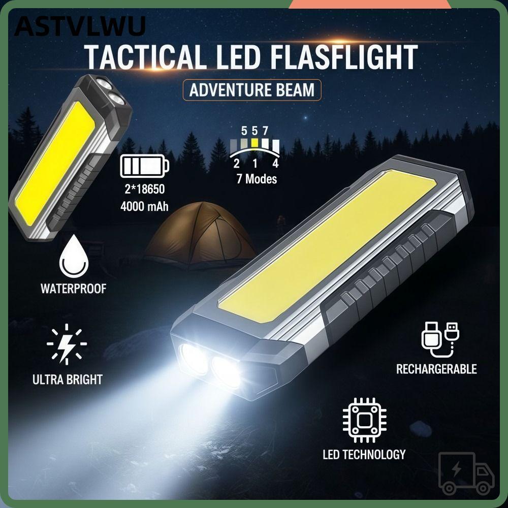Đèn làm việc ASTVLWU COB, 2 × Pin 18650, Chống Nước, Đa Chế Độ, 4000mAh - Phù Hợp Cắm Trại Ngoài Trờ