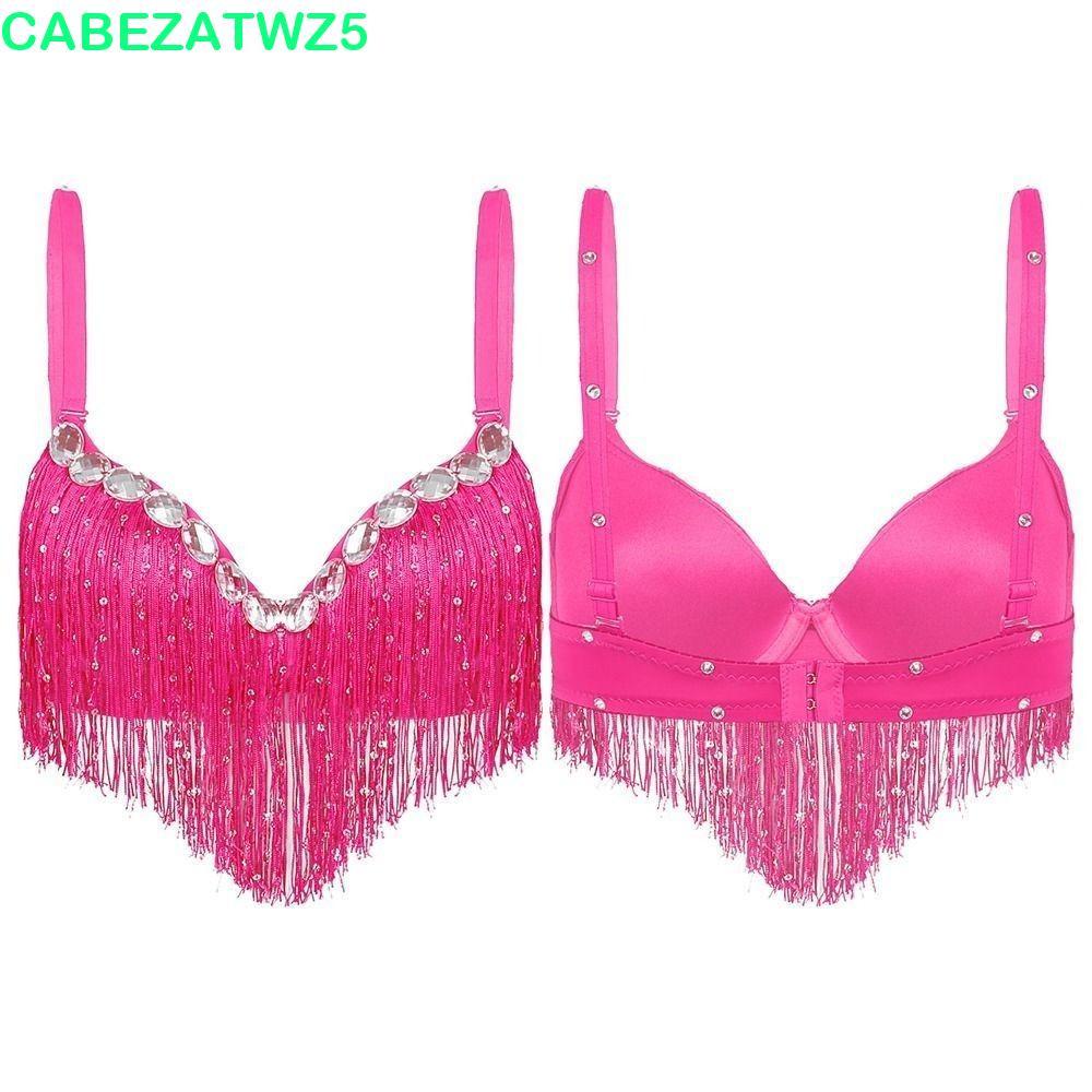 CABEZATWZ5 Belly Dance Top, Tua Rua Sequin Dây Top Belly Dance Bra, Thời trang Latin Dance Polyester