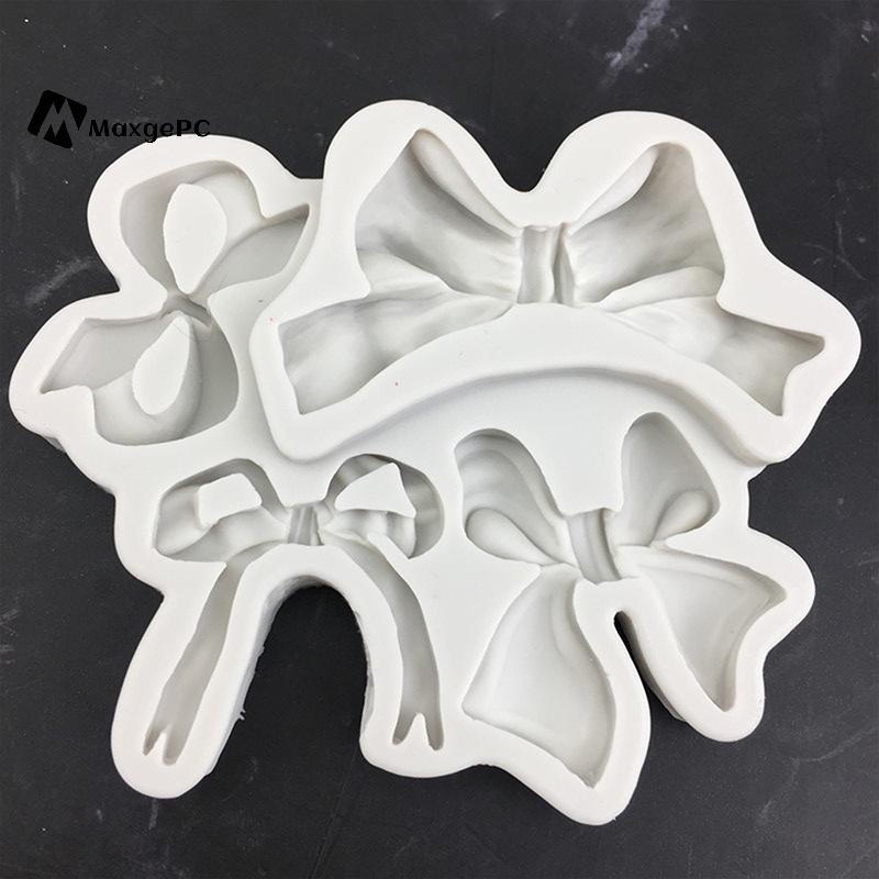 [Max-t] 1 Cái 4 Lỗ Nơ Bánh Silicon Khuôn Nướng Bánh Sugarcraft Sô Cô La Cupcake Khuôn Nướng Bánh Fon