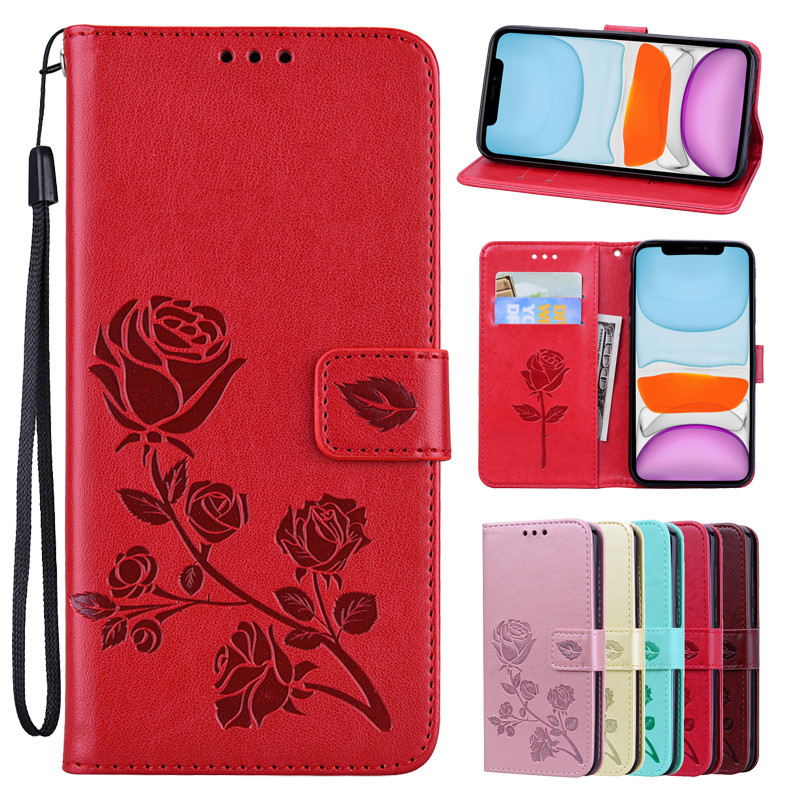 Ốp Điện Thoại Hoa Hồng Dập Nổi Cho Infinix Note 50 Pro 40 30i 12 Pro Ví Da Flip Case Có Hộp Đựng Thẻ