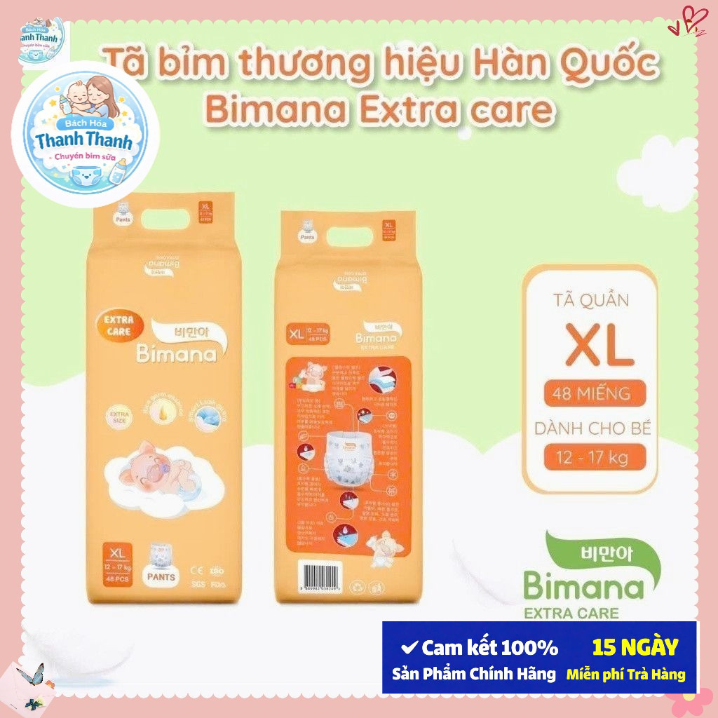 Tã/Bỉm Dán/Quần BIMANA EXTRA CARE Thấm Hút Tốt, Đủ Size Thấm hút tốt