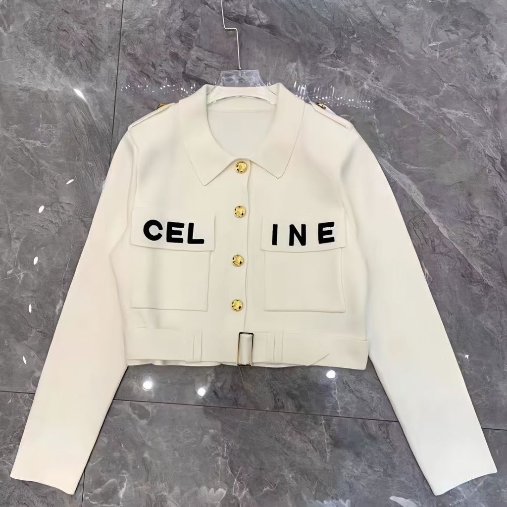CELINE7819 Áo Len Thêu Cổ Áo Len Dệt Kim Nữ
