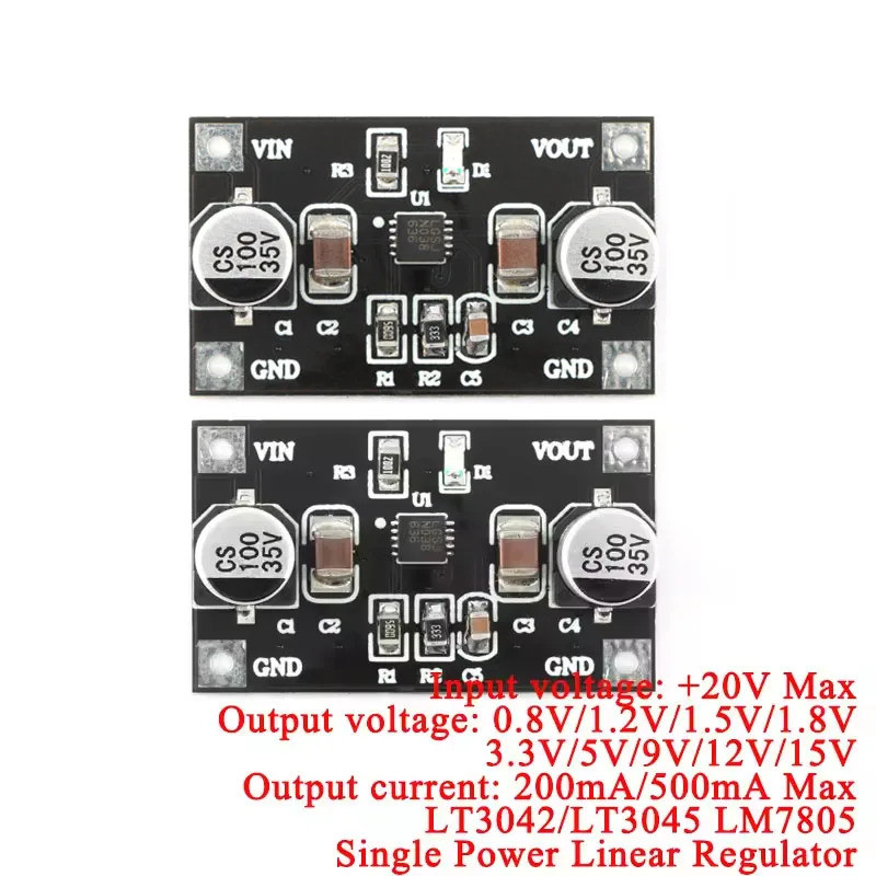 KW _ 3042 / LT3042 Mô-đun điều chỉnh tuyến tính đơn cung cấp độ ồn thấp Bảng mô-đun cấp nguồn RF gợn