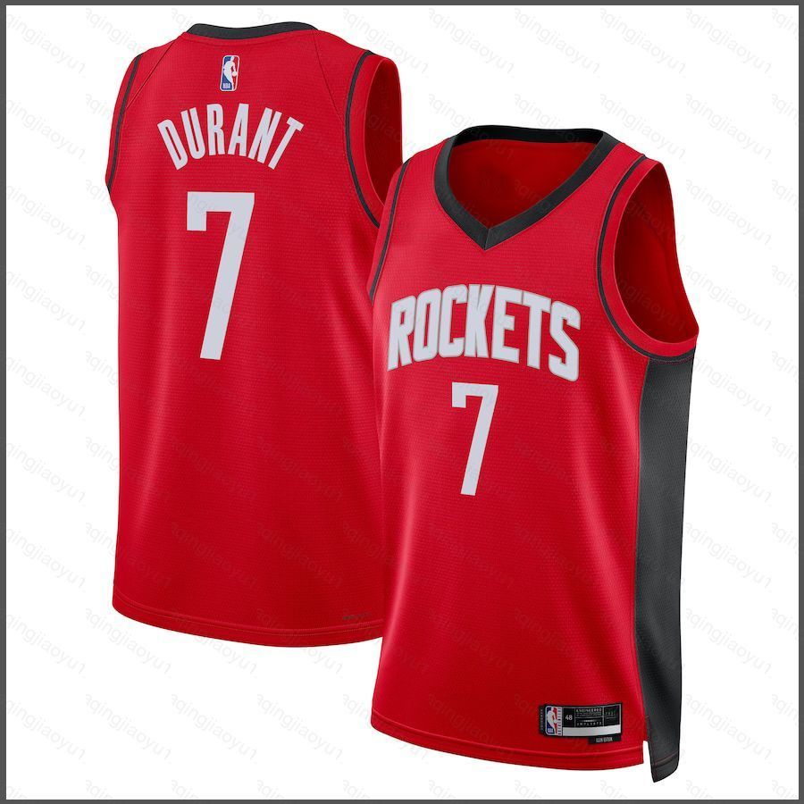 HQ2 NBA Houston Rockets Kevin Durant Swingman Jersey Trẻ em Người lớn Plus Size-Đỏ-Number 7 QH1
