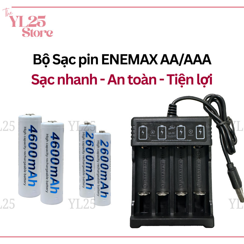 Bộ Sạc Pin AA/AAA 4 Khe Cao Cấp Tự Ngắt An Toàn