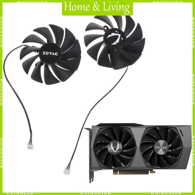 AOTO 1 2PC 12V 4Pin Card Đồ Họa Làm Mát Quạt VGA Cho ZOTAC RTX 3060 Ti Twin Edge OC