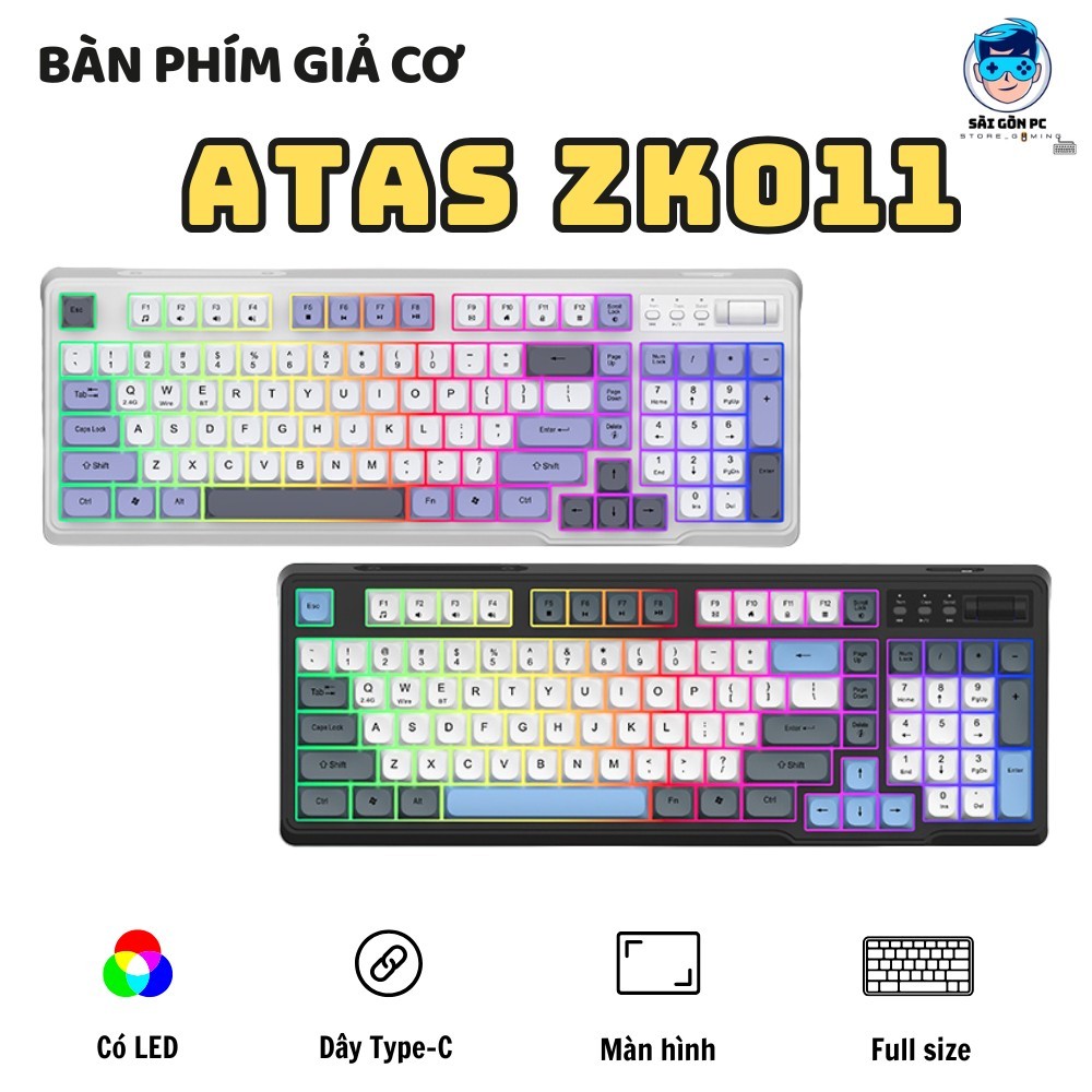 Bàn phím giả cơ ZK011 Full size - LED Viền - Dây type-C - Có led - Bấm êm - Kết nối mọi thiết bị | BigBuy360 - bigbuy360.vn