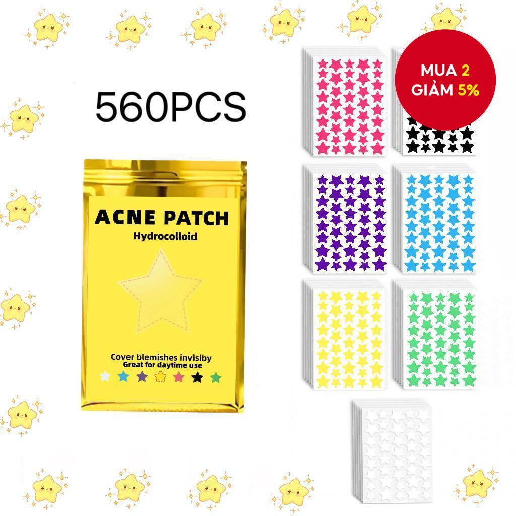 560 miếng dán mụn hình ngôi sao, 7 màu, tiện lợi sử dụng, hoàn hảo cho hàng ngày & dự tiệc, che khuy