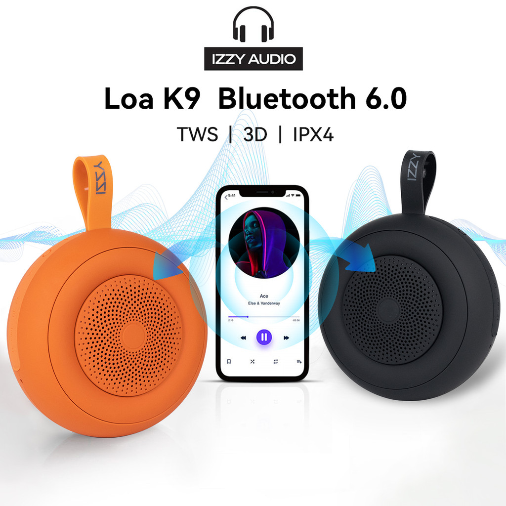 Loa Bluetooth 6.0 IZZY K9 TWS Âm Thanh Vòm Sống Động Bass Chống Nước IPX4 Pin…