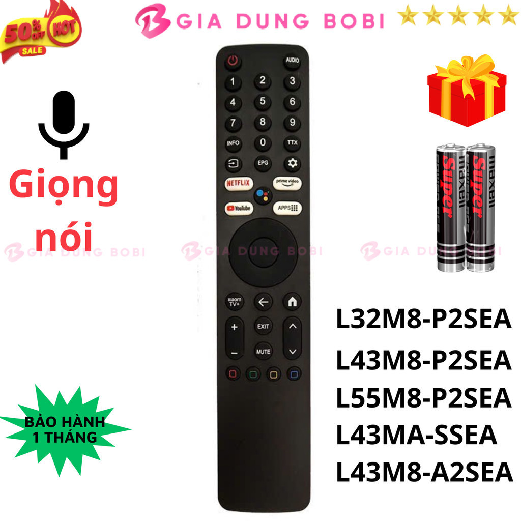 SKU432 - Remote điều khiển tivi Xiaomin Mã 01, giọng nói, điều khiển TV Xiaomin L32M8 - Tặng kèm pin