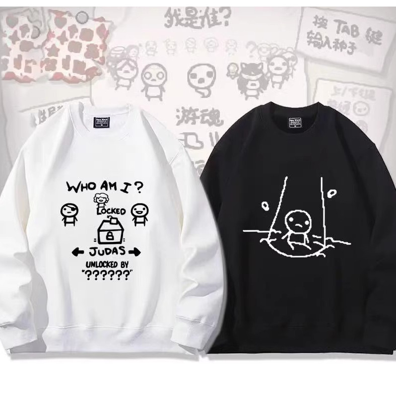 Áo cổ tròn in họa tiết phong cách mới Isaac cho nam và nữ, phù hợp mùa thu, sẵn có