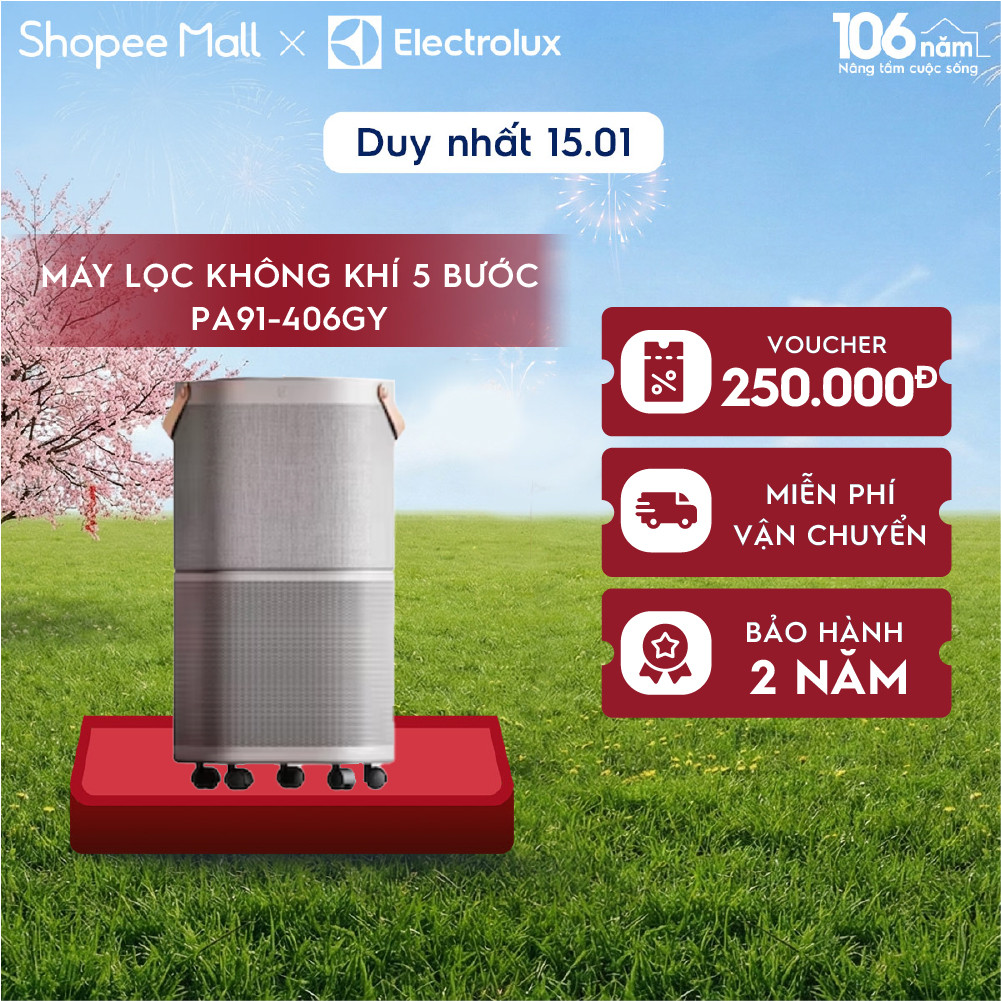 Máy lọc không khí Electrolux 5 bước lọc Pure A9 cho phòng diện tích 60m² - PA91-406GY