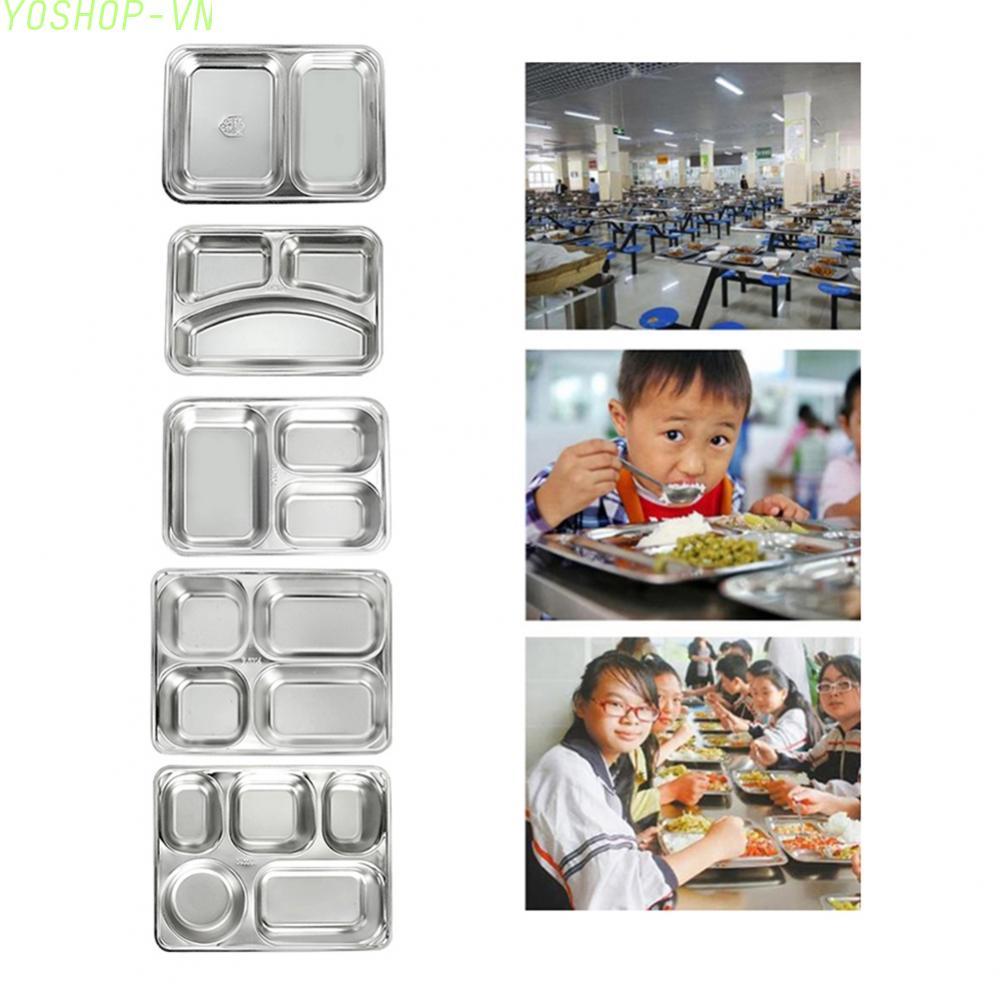 [Ysp]School Mess Hall Easy To Wash Stainless Silver Steel Lunch Box Divider Plate