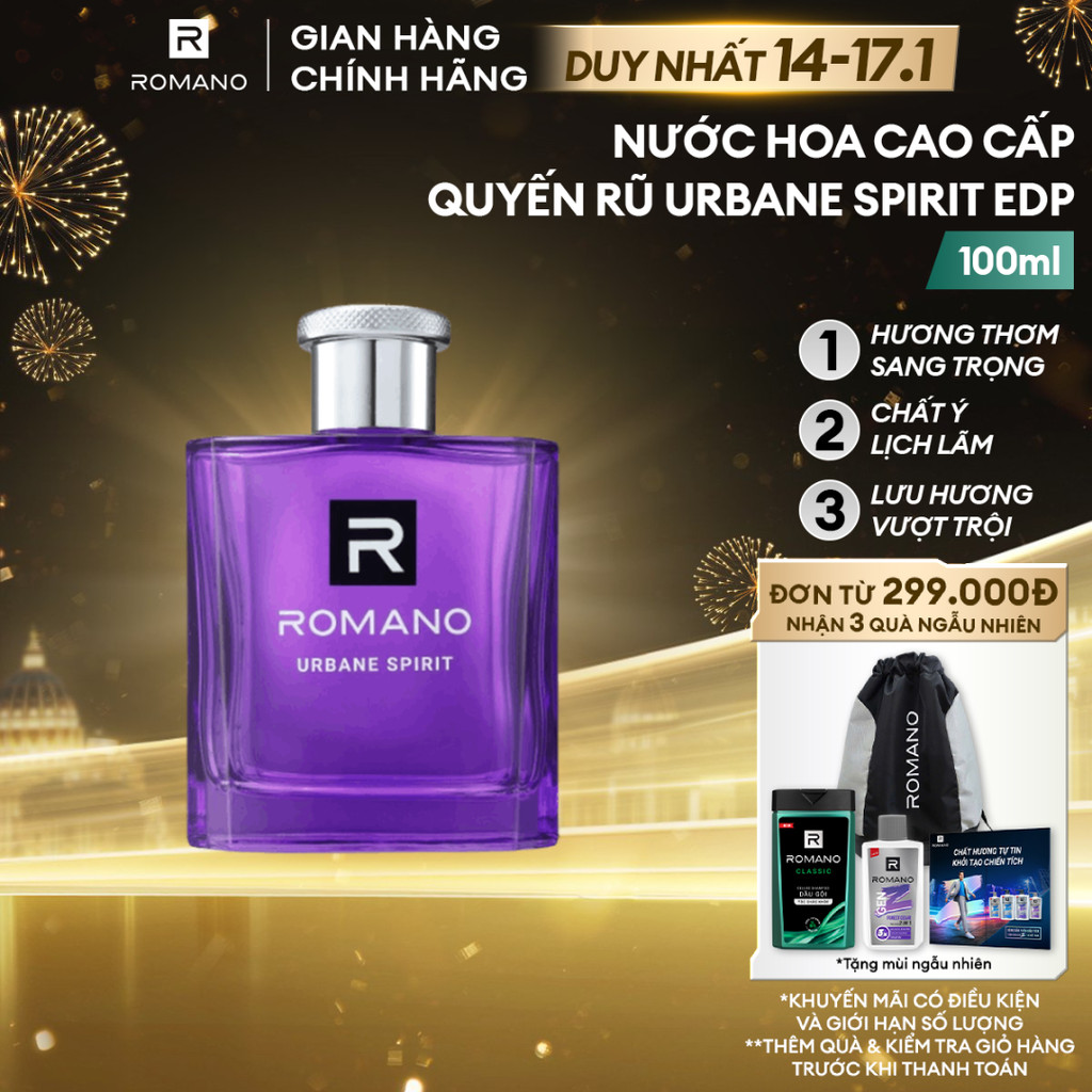 Nước hoa nam Cao Cấp Dành Cho Nam ROMANO EDP URBANE SPIRIT 100ml