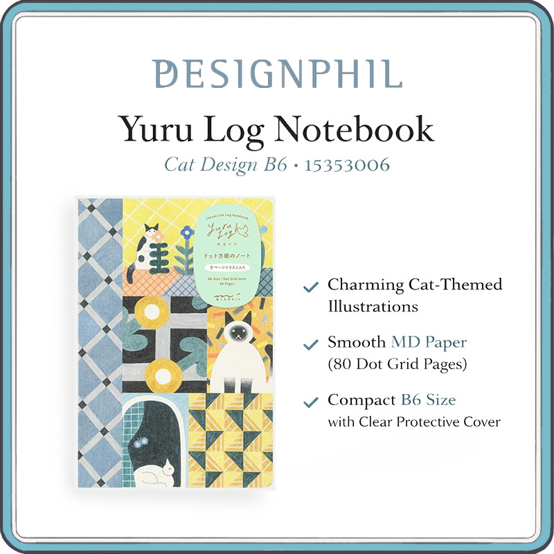 Midori Yuru Log B6 Dot Grid Notebook - 80 Page MD Paper Japanese Journal, Cute Animal Design