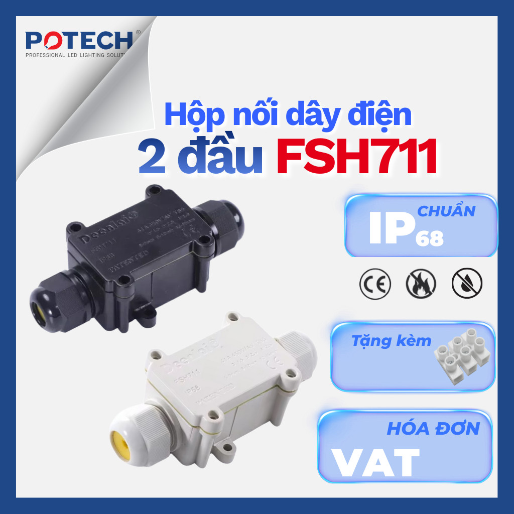 CHUẨN IP68| Hộp nối dây điện chống nước 2 ngả ngoài trời IP68 – FSH711