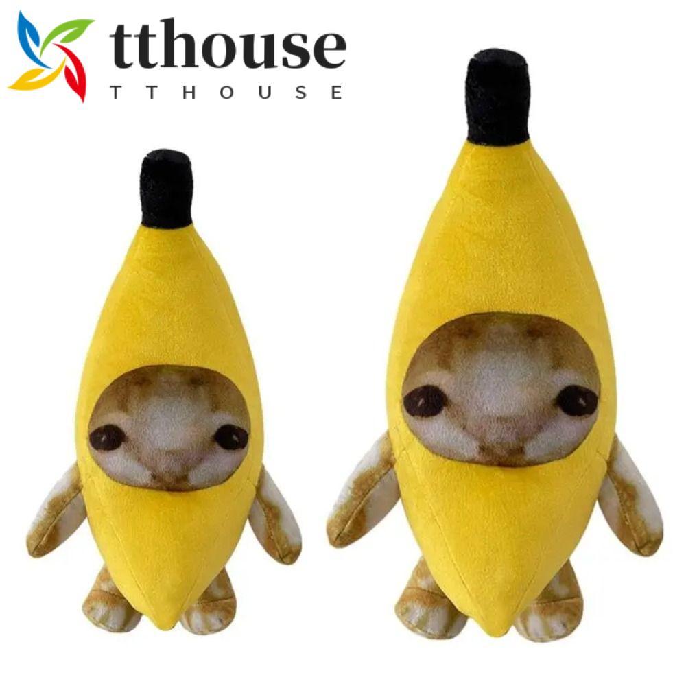 TTHOUSE Happy Cat Đồ chơi nhồi bông, Happy Cat Nhồi bông Búp bê Banana Cat Đồ chơi sang trọng, Ngộ n