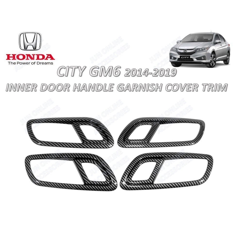Honda City GM6 2014-2019 Bên Trong Tay Nắm Cửa Bảng Trang Trí Viền Nội Thất Viền Carbon styledecorat
