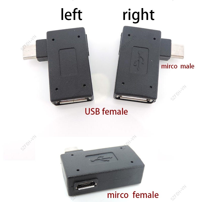 Trái Phải Góc 90 Độ Micro Nữ Nam Sang USB Nữ Cho Fire Stick TV Snes mini Classic Nes Power Supply F 